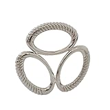S&E Women's Elegant Oval Three Layers Scarf Clips, Fashionable Metallic Scarves Buckle Silk Rings (silver white)