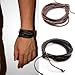 COOLLA 2-Pack Leather Black & Brown Bracelets - Fashion Adjustable Leather Wristband and Rope Cuff Bracelet - Great for Men, Women, Teens, Boys, Girls Sl1