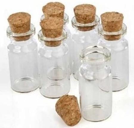 10pcs Cute Mini Clear Cork Stopper Glass Bottles Vials Jars Containers Small Wishing Bottle Size: 1-1/2" Tall X 3/4 Inches Diameter by starscreaming