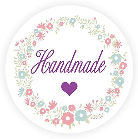 LYLY 48 pcs Handmade Stickers Labels, 4 cm Diameter Round Wreath Heart Gift Stickers Marriage Wedding Decorate Baptism Birthday Christmas Favors Stickers Envelope Seals, Handmade Crafts > Violet