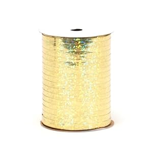 Image of Berwick GL10015 Glitter Uncrimped Curling Ribbon, 3/16-Inch Wide by 100-Yard Spool, Gold