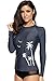CharmLeaks Women Long Sleeve Rashguard UV Protection Swim Tee Shirts Swimsuit Tops Gray L
