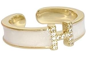 CTDFJRYFF Irregular Broken Silver Bead Ring with Micro Inlaid Synthetic Electric Stone Fritillaria Double Layer Smooth Face Ring Opening Ring(14)