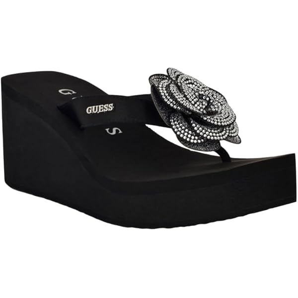 GUESS Women's Qisha Wedge Sandal - Retro Chunky Heel With Studded Platform