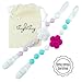 Pacifier Clip Girl, BPA Free Silicone Teether, Set of 2 (Lilac/White/Teal/Pink)
