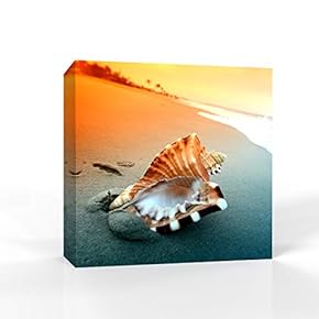 Canvas Wall Art Seaside at Dusk Pictures Home Wall Decorations for Bedroom Living Room Paintings Canvas Prints Framed - 12x12 inches