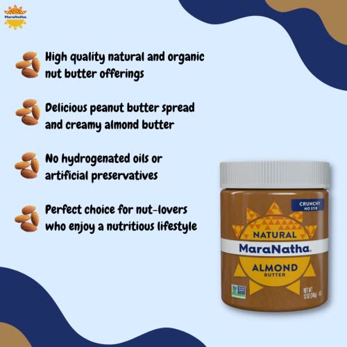 MARANATHA NATURAL CRUNCHY ALMOND BUTTER, NO STIR, 12 OUNCE JAR