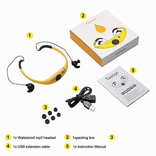 Waterproof Mp3 Player for Swimming, Tayogo IPX8 8GB Underwater Swim