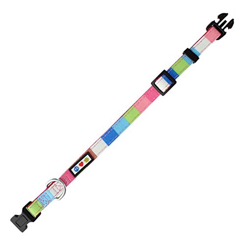 Pawtitas Pet / Puppy Soft Training Adjustable Multicolor Dog Collar Small 5/8 Inch Pink / White / Teal / Green
