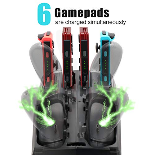 Controller Charger for Nintendo Switch, Charging Dock for Nintendo Switch 2 Joy-Cons, 2 Online NES controllers, 2 Pro Controllers and 2 Poke Ball Plus, Storage Stand for Nintendo Switch Games and Dock - Thumbnail 2