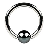 10G 316L Surgical Stainless Steel Captive Ring w/ Hematite Plated Bead - 5/8