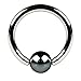 10G 316L Surgical Stainless Steel Captive Ring w/ Hematite Plated Bead - 5/8