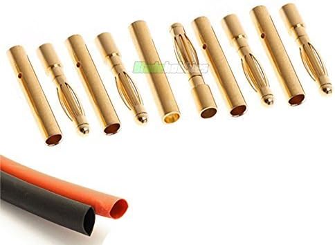 Blade Hobbies 5 X Pair Of Rc 2Mm Gold Bullet Connector Inc Heat Shrink For Motor Plane Esc Uk