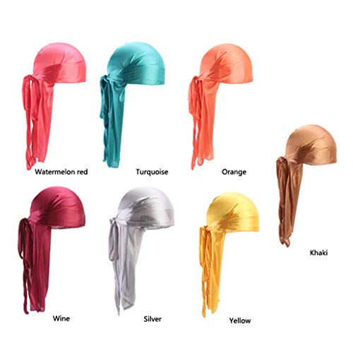 image for Cealu Unisex Silk Durag Headwraps Sweat Wicking Beanie Turbans Extra L
