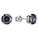 14k White Gold 3,4,5,6mm Rainbow Round Cubic Zirconia Basket Children Screwback Baby Girls Earrings