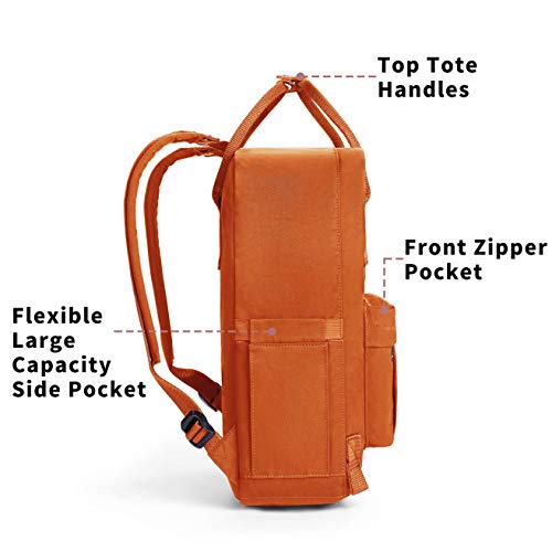 KALIDI Casual Backpack for Women,15 Inches Laptop Classic Backpack Camping Rucksack Travel Outdoor Daypack College School Bag, Orange