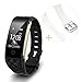 Diggro S2 Smart Bracelet Sports Fitness Tracker Heart Rate Sleep Quality Monitor Call/SMS Reminder IP67 Waterproof for Android IOS (Black+White Band)