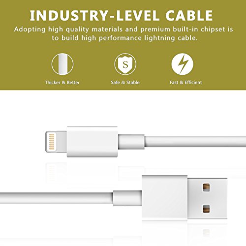 iPhone Charger SundIx Lighting Cable 8Pin iPhone Charging Cable Cord Compatible with iPhoneX/8/7/7Plus/6/6s/6Plus/5(white, 4pack)