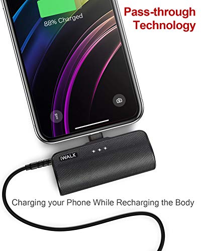 IWALK Mini Portable Charger For IPhone With Built In Cable 3350mAh Ultra Compact Power Bank 