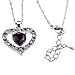 Vintage Romantic Victorian Lavender Purple Violet Stone Crystal Heart Silver-Tone Chain Necklace Pendant Jewelry Gift