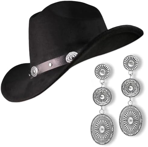 Cowboy Hat Rhinestone Earrings Set Western Cowgirl Outfit Size M Amazon.com: RechicGu 3 Pairs Western Cowgirl Cowboy Hat  main image 4