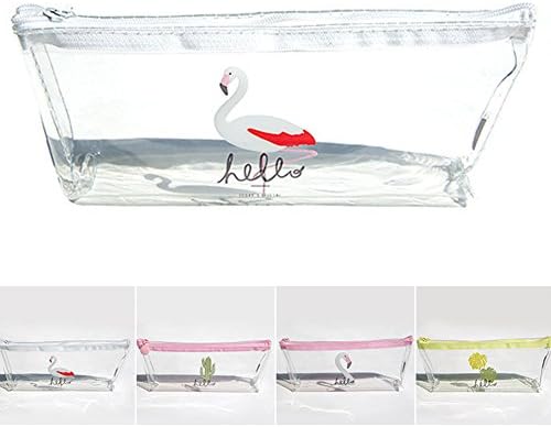 gfjhgkyu Lovely Flamingo Design Clear Pencil Bag Stationery Storage Organizer Pouch - Random Color