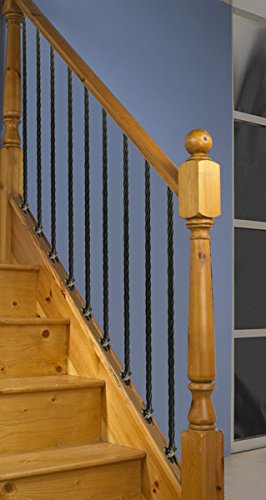 Wrought Iron Stair Spindles (Twist Twin Basket Design) with Brackets by Black Country Metal Works