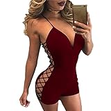 TOB Women's Sexy V Neck Side Lace Up Short Jumpsuit Bonnie Romper Wine Red