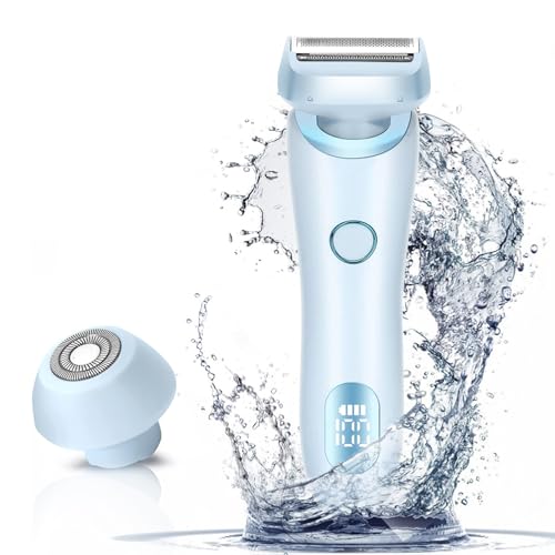 Photo 1 of Electric Razors Shaver for Women, 2-in-1 Womens Electric Razor for Leg Arm Face, Cordless Bikini Trimmer Hair Removal for Women with Detachable Head, Painless,IPX7 Waterproof,Wet & Dry,Ocean Blue
