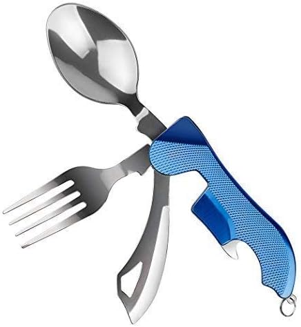 WETPIA 4-In-1 Camping Utensil Stainless Steel Fork Spoon Knife Bottle Opener Set for Camping Cutlery Set/Travel/Survival