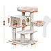 FEANDREA Cat Tree, Cat Tower with XXL Plush Perch, Basket Lounger Cat Condo with Adjustable Units, Cat Toys, Extra Thick Posts Completely Wrapped in Sisal, Beige UPCT01M