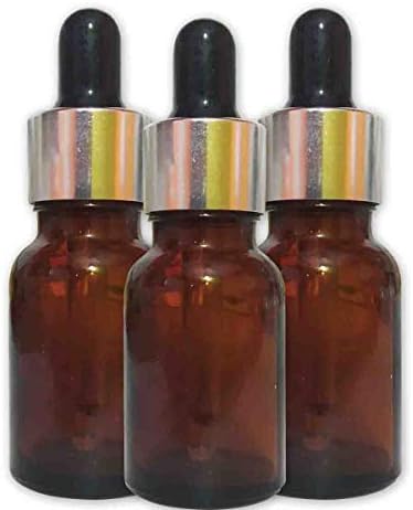 Kalp 15ml amber color bottle with glass and plug dropper and white cap for essential oils, blends, perfumes blends, DIYs and cosmetics (3 bottle)