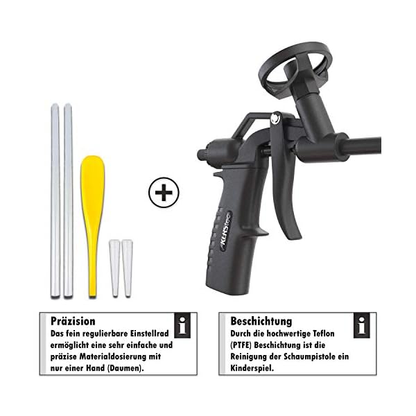 KLRStec® PREMIUM PU Schaumpistole Teflon beschichtet (PTFE) - Profi Montagepistole I Bauschaumpistole für Pistolenschaum… – Bild 6