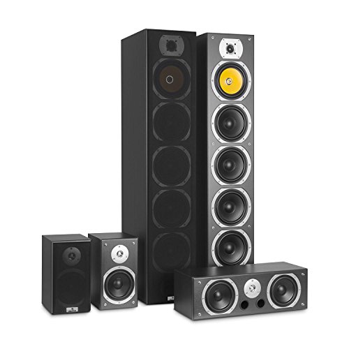 AUNA V9B Surround Speaker Set - 5 Box, 440W RMS, 4-Way Front, 2-Way Centre