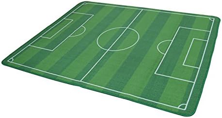 HYRL Carpets Soccer Field Ground Area Rug Anti Skid Sports Playroom Modern Indoor Floor Kids Playmat Green Football Pitch Rug,100X133CM
