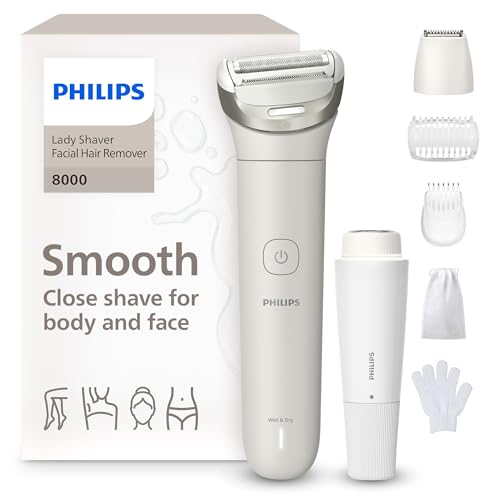 Afeitadora Philips Serie 8000 - Afeitadora sin cable para uso en seco y en mojado, sistema de 3 cuchillas, luz LED, para la cara, las piernas, el cuerpo y la zona del bikini, Modelo BRL159/00