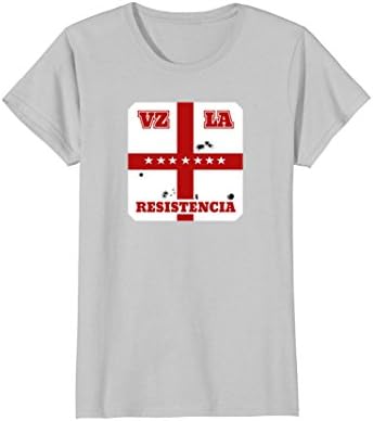 Womens VENEZUELA FLAG RESISTENCIA TSHIRT Medium Silver