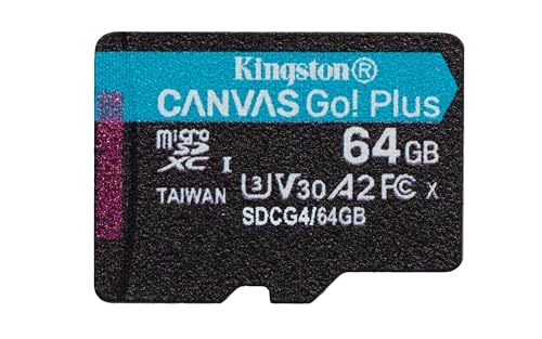 Kingston Canvas Go Plus microSDXC Speicherkarte Gen4 200MB/s A2 U3 V30 64GB Einzelpaket ohne ADP-SDCG4/64GBSP