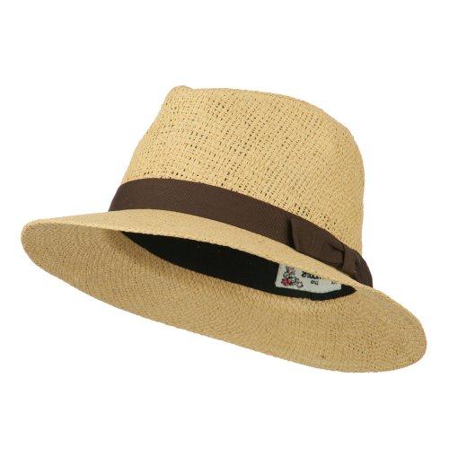 Panama Hat With Color Band - Brown OSFM