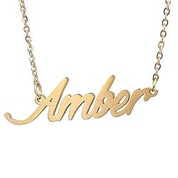 HUAN XUN Gold Color Plated Name Necklace Girls