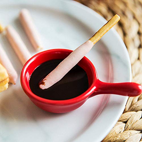 MonLiya 6 Pcs Ceramic Sauce Dishes Colorful Mini Bowl Set Ketchup Side Dish Tableware Condiment Relish Plate Seasoning Soy Sauce Dishes Stackable Ramekins with Grip Handle Dessert Bowls Set