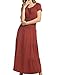 Meaneor Women Boho Cap Sleeve Smocked Waist Tiered Renaissance Summer Maxi Dress Maroon XL