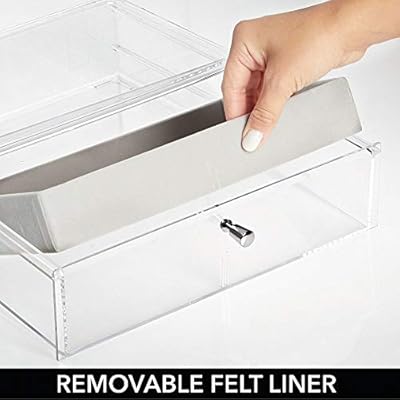 Mdesign Plastic Stackable Jewelry Box Felt Lined Organizer Pull