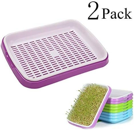 Uoeo 2 Pieces Seedling Starter Tray 2 Layers Plant Seed Nursery Grow Box Insert Propagation, 13.8x10.3x1.96inch,New