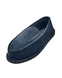 Men's Cozy and Warm Corduroy House Slippers Slip-ons with Slight Padded Cushioning - Primium Black