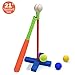 CeleMoon [Standard Size] Kids Soft Foam T-Ball/Baseball Set Toy, 4 Different Colored Balls, Carry/Organize Bag Included, for Kids Over 3 Years Old