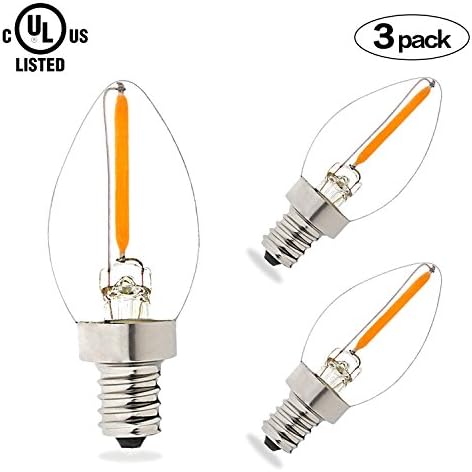 Aokairuisi Vintage Edison LED Bulb 1W C7 Filament Bulb With E12 Candelabra Base Antique Light Bulbs 75LM Mini Candle Shape Bulb for Home & Commercial Red (3 Pack)