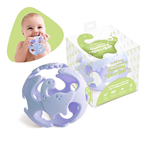 Ashtonbee Baby Teething Ball, Teething Toys for Baby, Dinosaur Teether Ball, Baby Teething Pacifier, Lightweight Teething Sensory Balls (Blue) - Thumbnail 7