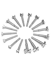 16pcs Forstner brocas conjuntos, 15 35 mm. Carbono Acero de alta velocidad carpintería agujero de corte con revestimiento de titanio madera aburrido agujero conjuntos de perforación con vástago redondo