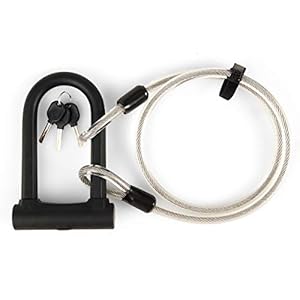 COSTWAY Fiets U-Slot, 16mm Zwaar uitgevoerde Fiets U-Slot met 1200mm Stalen Kabel & Montagebeugel, Fiets U-Slot met 3…